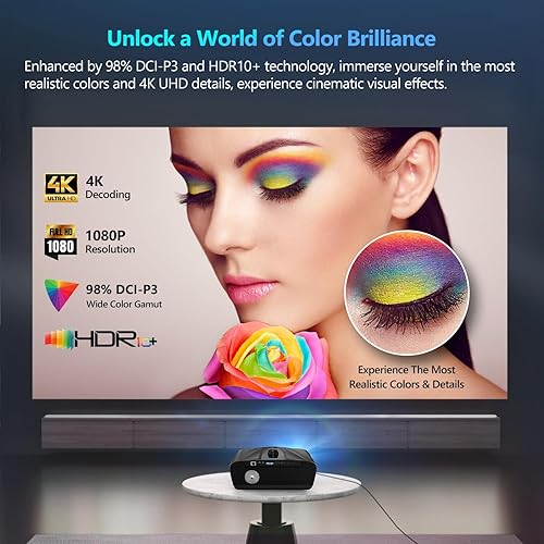 Miniatura 4 de Proyector 4K con enfoque automático HDR WiFi 6, proyector inteligente de luz diurna 4K de alto lumen 1200 ANSI LED 1080P nativo Ultra HD montado en