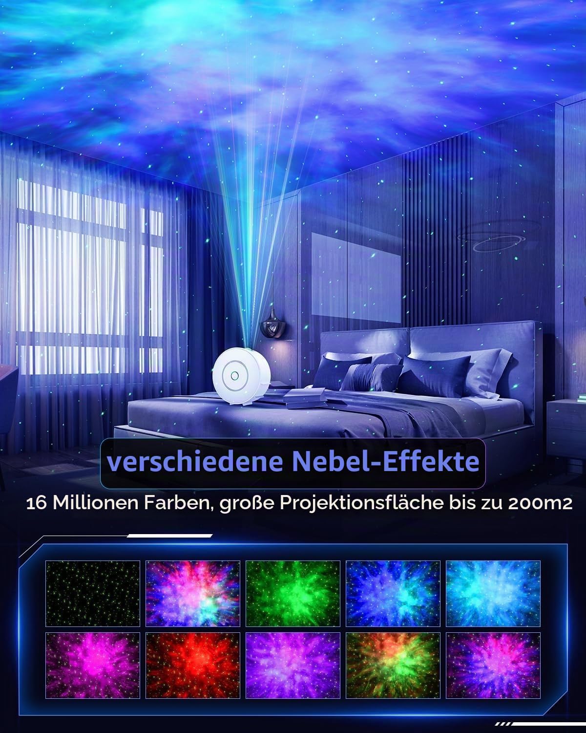 The Three Musketeers LED Sternenhimmel Projektor, WiFi Projektor Galaxy Sternenlicht Kinder mit Sprachsteuerung von Alexa/Smart Life App, für Kinder/Schlafzimmer/Party