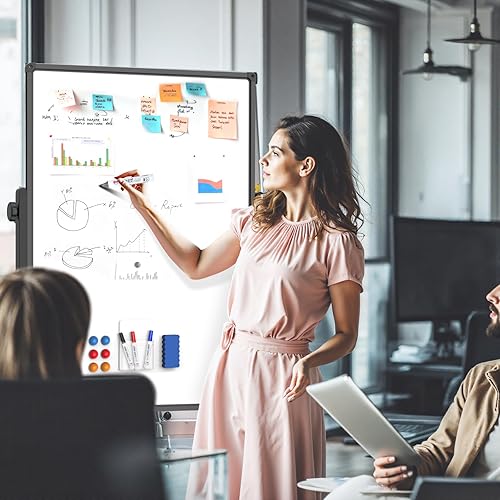 Miniatura 6 de Rolling Whiteboard on Wheels, Double-Sided Magnetic Dry Erase Board with Stand, Mobile White Board for Office, Classroom, Home (32" x 48")