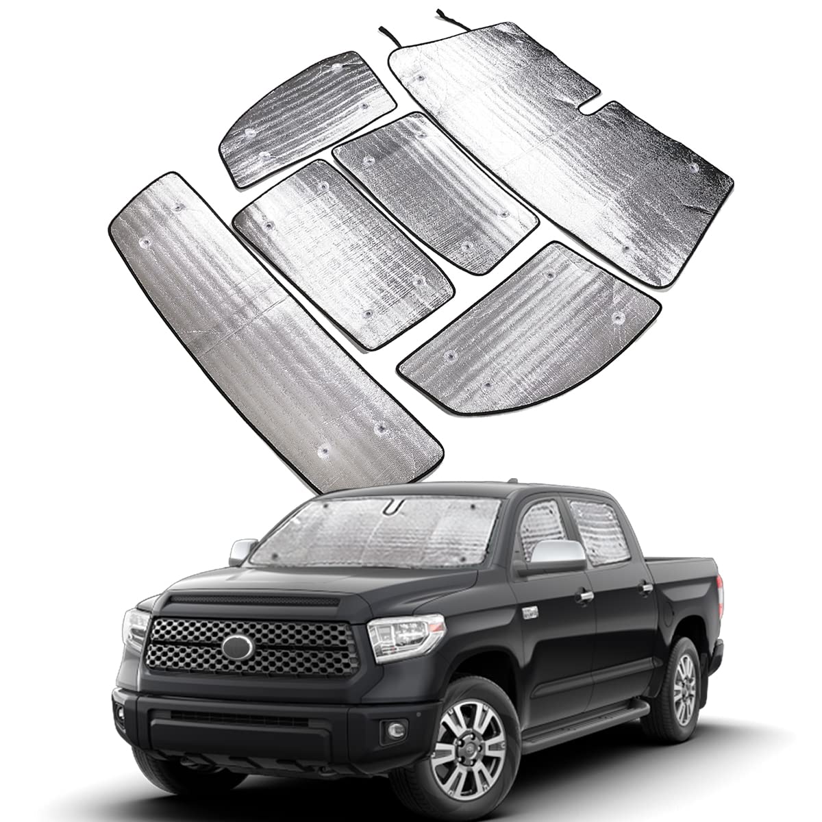 Photo 1 of Car 6 Pieces Set Windshield Sun Shade |240T Reflective Fabric Blocks Sun| Car