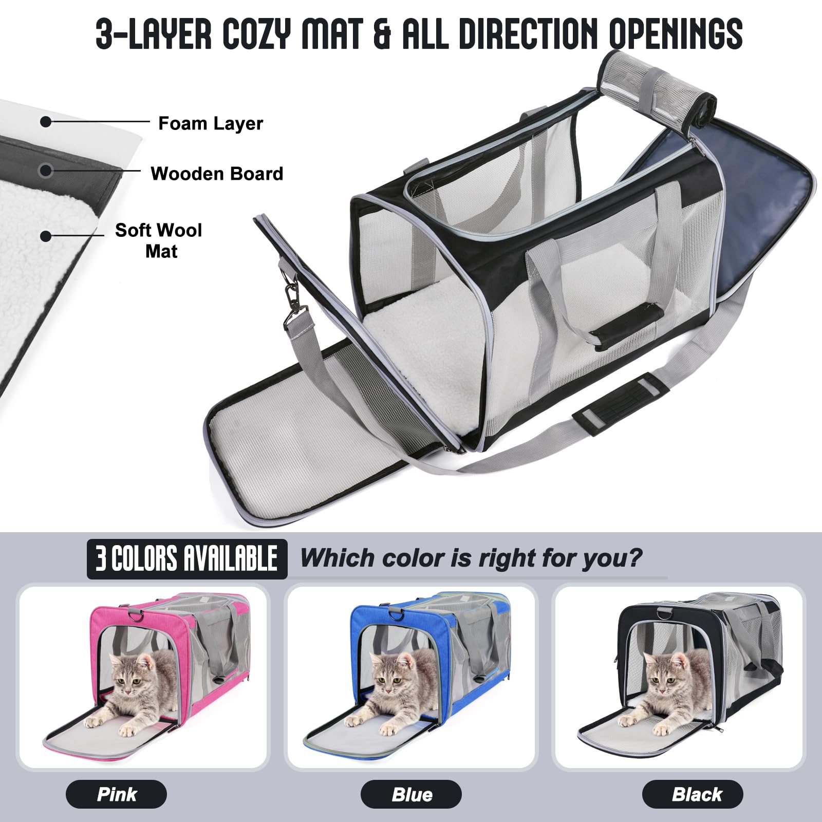 TIYOLAT Pet Carrier for Large Cats of 20 Lbs - Image 3