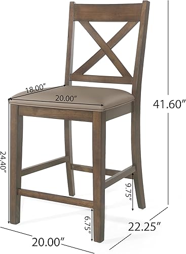 Miniatura 3 de Juego de 2 sillas de comedor de altura de mostrador, taburetes de bar con respaldo en X para cocina, escritorio, sillas y juegos de sillas, color