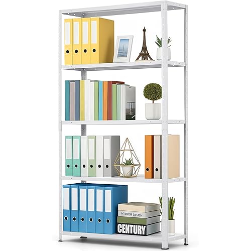 GarveeHome 5-Shelf Shelving, Storage Shelves Metal Bookshelves for Storage, Adjustable Garage Shelving Heavy Duty Storage Rack Pantry Shelf Kitchen Shelving, 68’’H X35’’W X12’’D