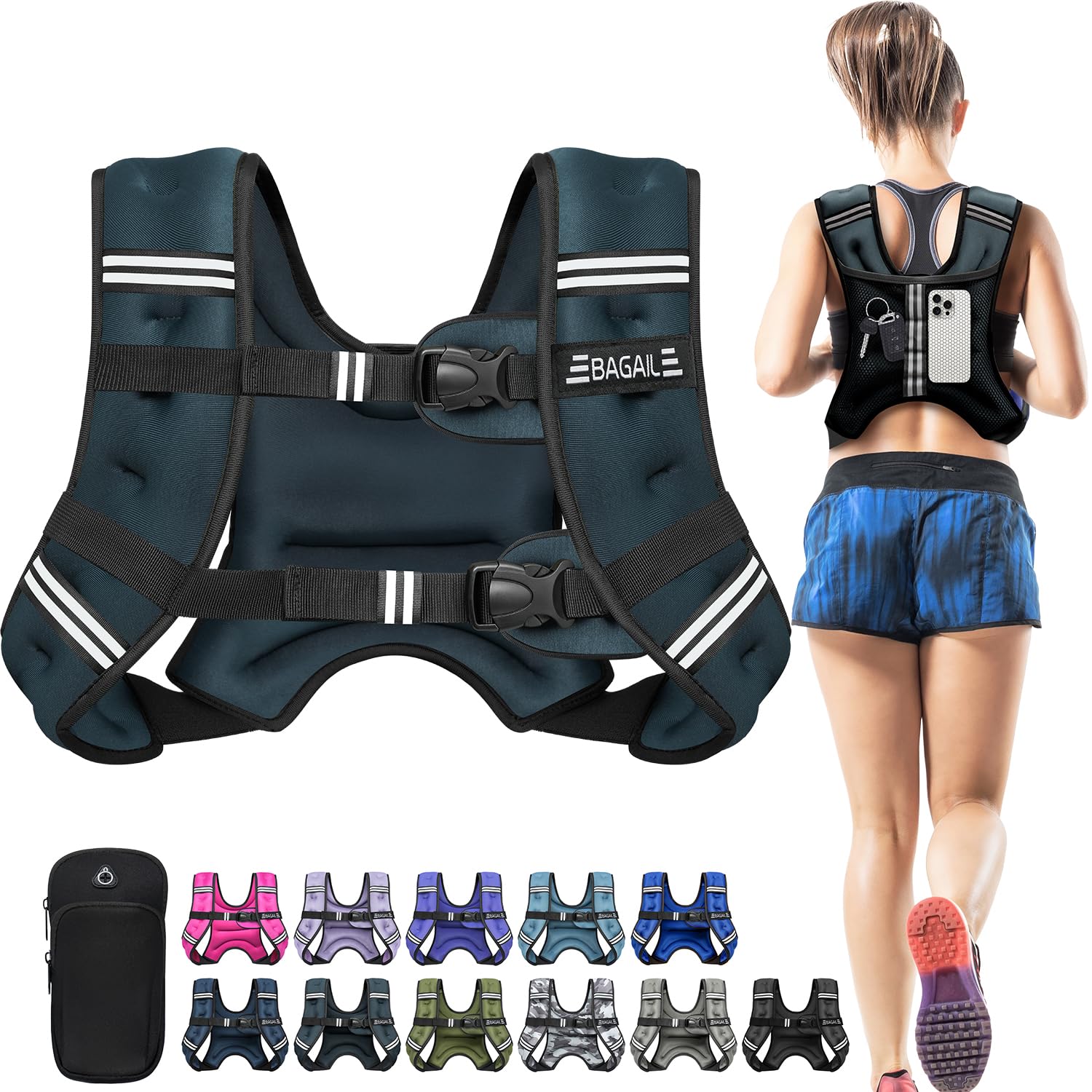BAGAIL Comfort-Fit Weighted Vest for Woman, Running & Rucking - Boost Calorie Burn in Half the Time - Breathable, No-Chafe or Bounce Design with