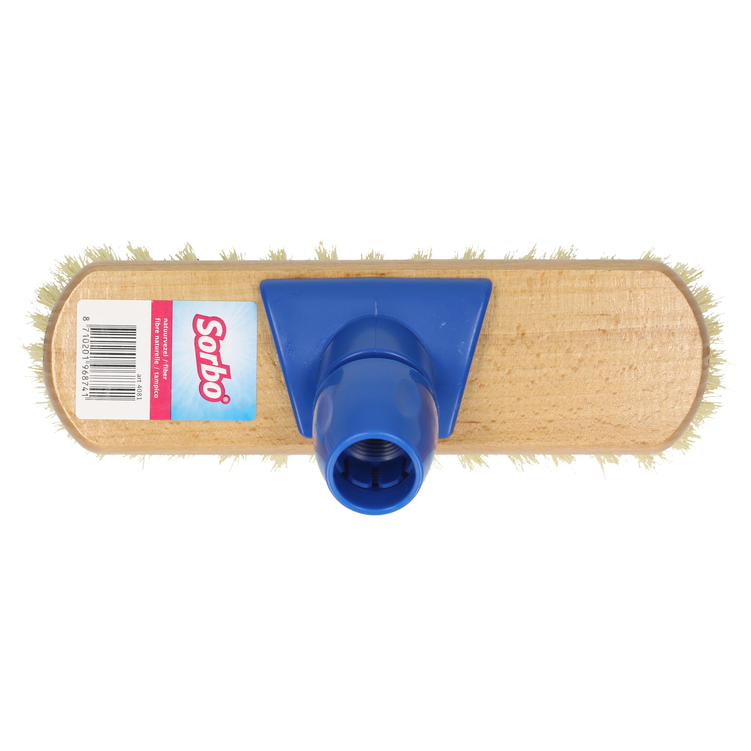Sorbo Estropajo – 22 cm – Cepillo de Limpieza Resistente con cerdas de Fibra Dura – Cuerpo de Madera – para Uso en Interiores y Exteriores – Ideal para Fregar Suelos, terrazas y Azulejos – Ø 24 mm