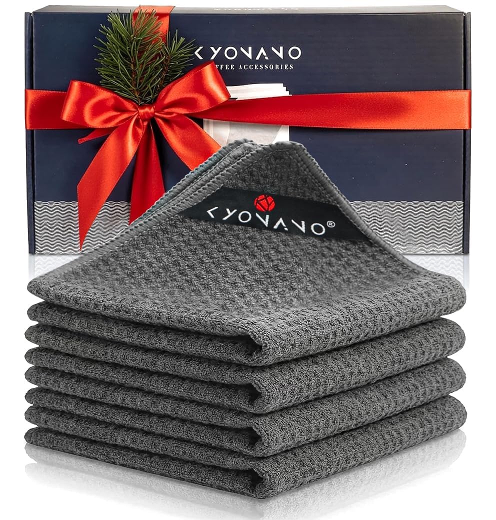 Kyonano Gray Espresso Accessories, Barista Cloth 4 Pack(12''X12''), Coffee Accessories, Perfect Coffee & Espresso Machine Cleaning, Barista Accessories For Clean Steam Wand