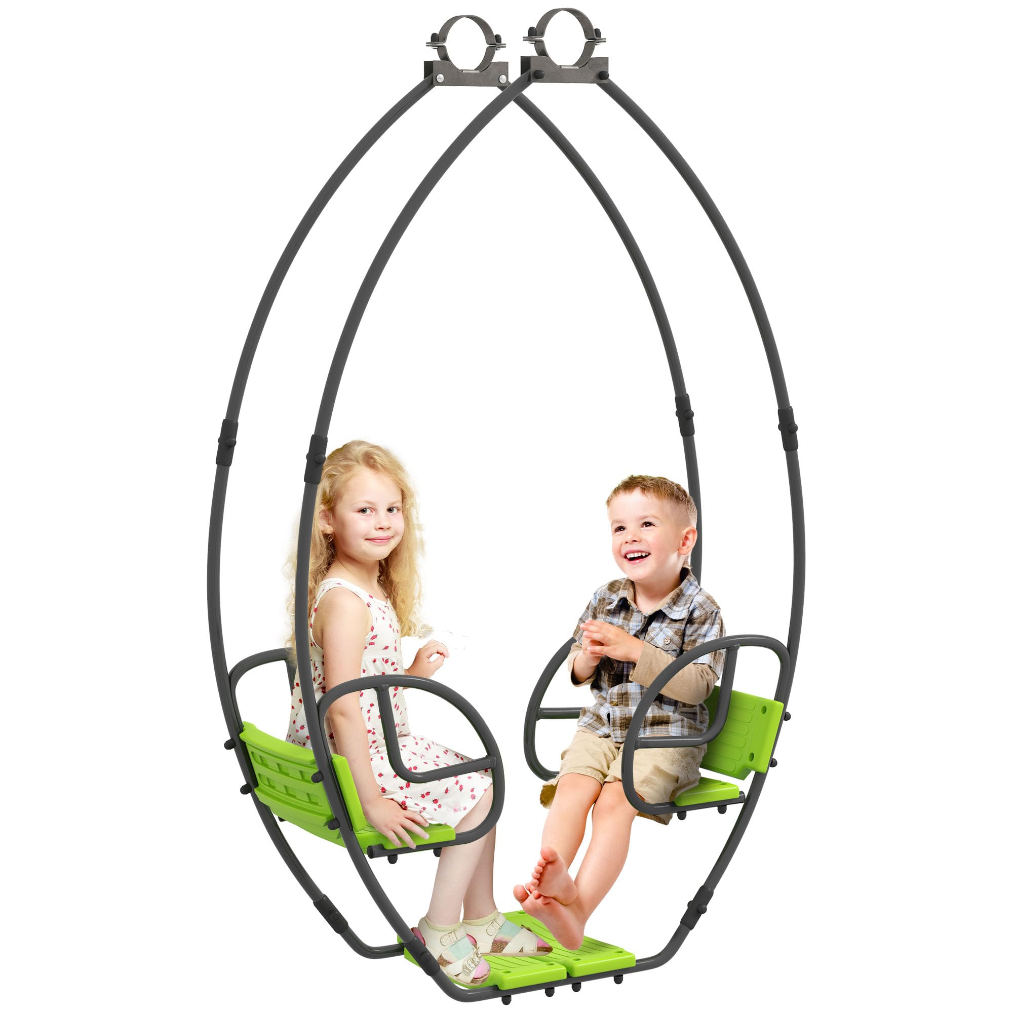 Outsunny Balançoire Face à Face pour Portique Enfants 110,5x40,5x180cm Vert