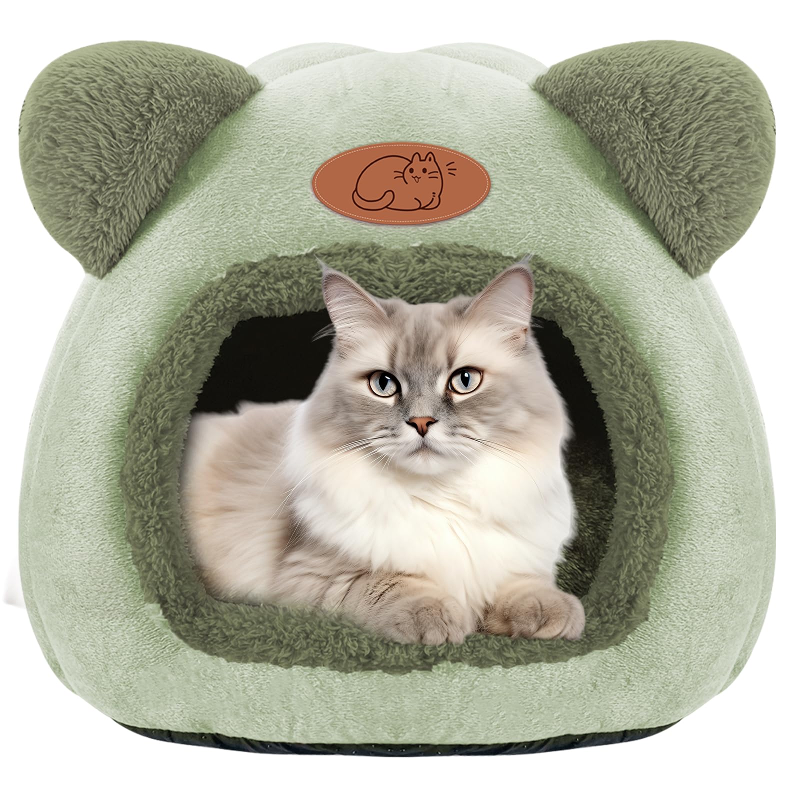 TUAKIMCE Cat Bed for Indoor Cats Cat Cave Kitten Bed Igloo, Kitten Tent House with Removable Washable Pillow Cushion