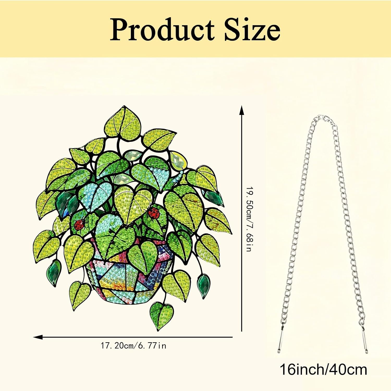 Gemozaic Plant Hanging Diamond Art Kit for Adults, Window Pendant Ornament