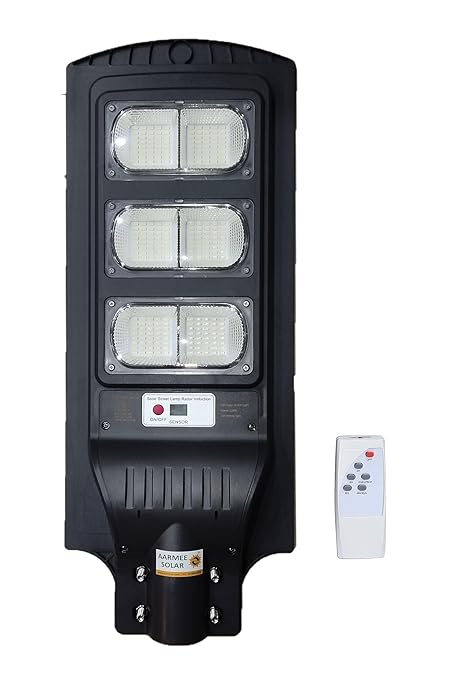 Aarmee Solar Acrylonitrile Butadiene Styrene Street Light Dual Reflctor 120 Watt Led Power, 15 Watt Brightness Auto On Off Motion Sensor (120W-15W)