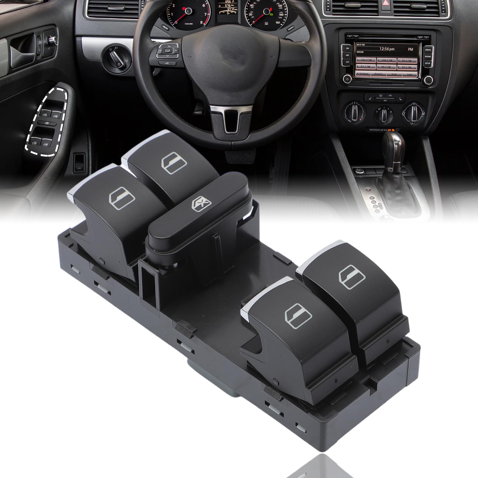 Interruptor Mando Elevalunas para Je-tta Golf,5ND959857,Electric Power Interruptor de Ventana de Coche para Polo Passat Caddy Tiguan Touran 5K4959857,Botonera Elevalunas Interruptor