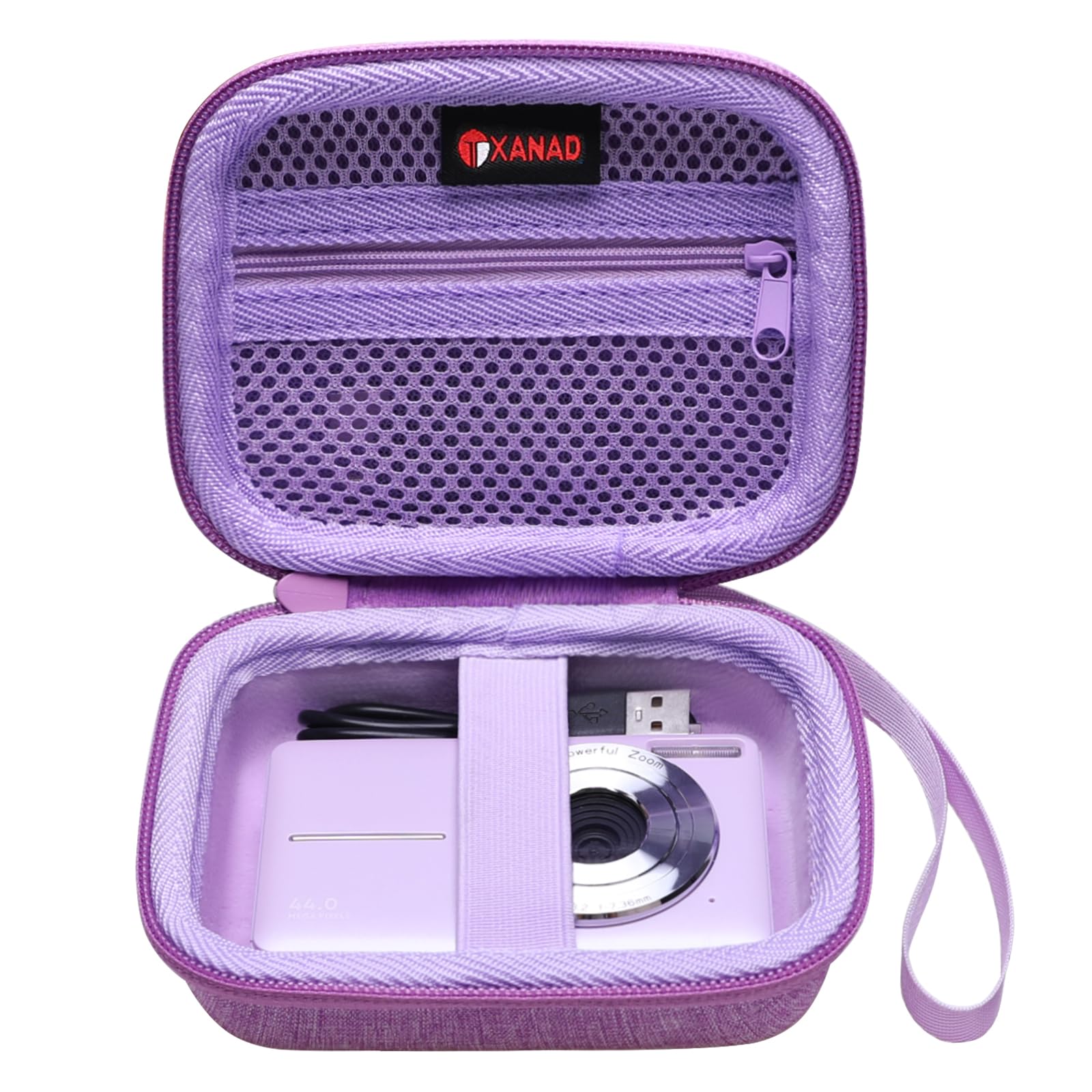 XANAD Camera Case for CAMKORY/KODAK/Lecran/Fleafer/Qumcou/ROQIOO Digital Camera,USB Cable and SD Card(Purple)-Internal Dimensions:4.6''x3.5''x1.7''