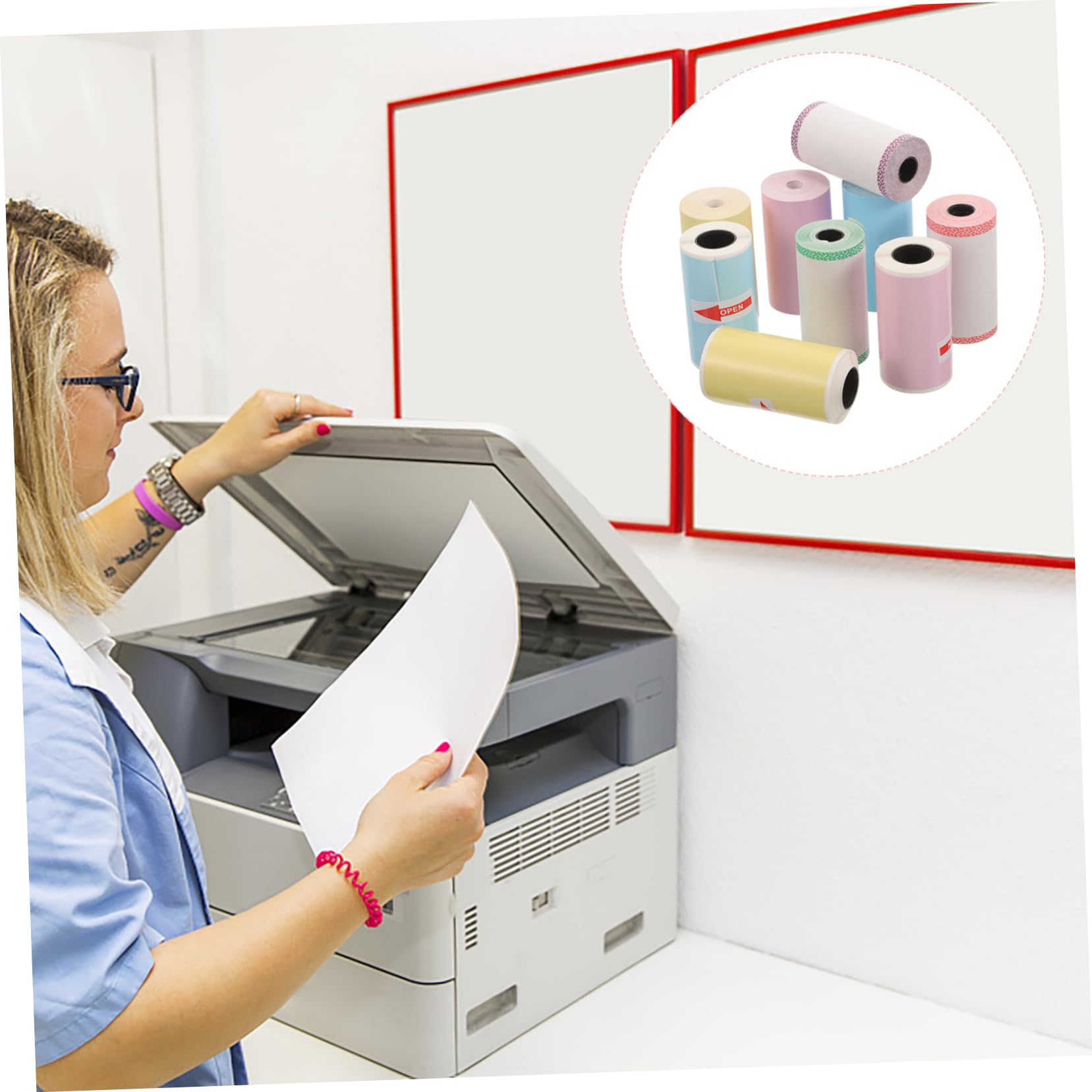 Uonlytech 5 Set Etichette Termiche Adesive Per Mini Stampante Per Stampanti Termiche Superficie Liscia Per Etichette Per Supermercati Piccole Attività E Personale 9 * 5