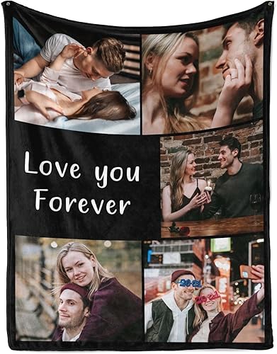 Miniatura 7 de D-Story Manta personalizada con texto fotográfico para regalos fabricada en Estados Unidos, manta personalizada con carga de imagen, manta de