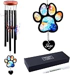 Dog Memorial Gifts, Pet Memorial Wind Chimes, Loss of Pet Sympathy Gift, Wind Chimes for Outside with Memorial Suncatcher (Dog Paw)