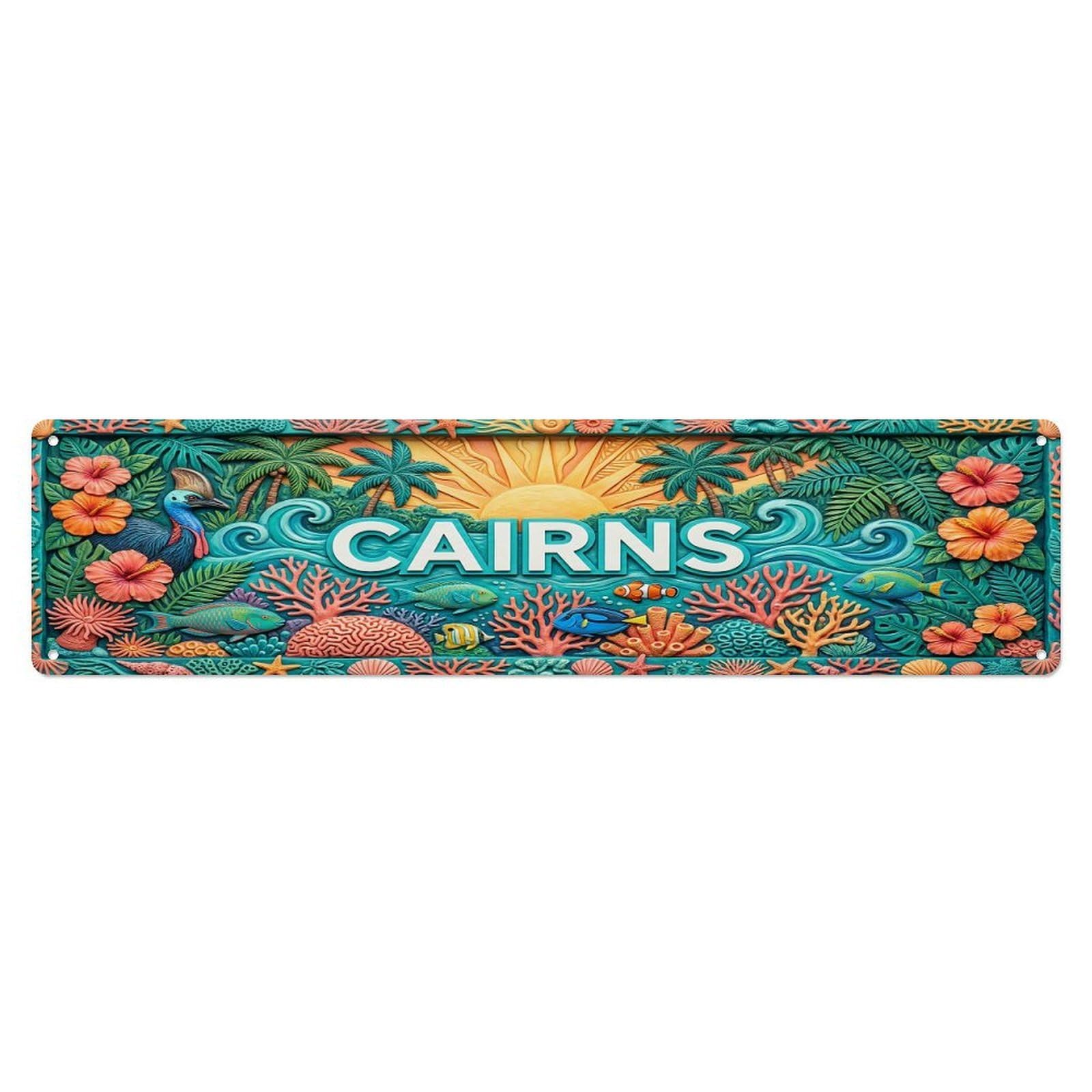Olhnbad 4X16inch(10X40cm) Vintage Cairns Australia Flag Pattern Metal Tin Sign