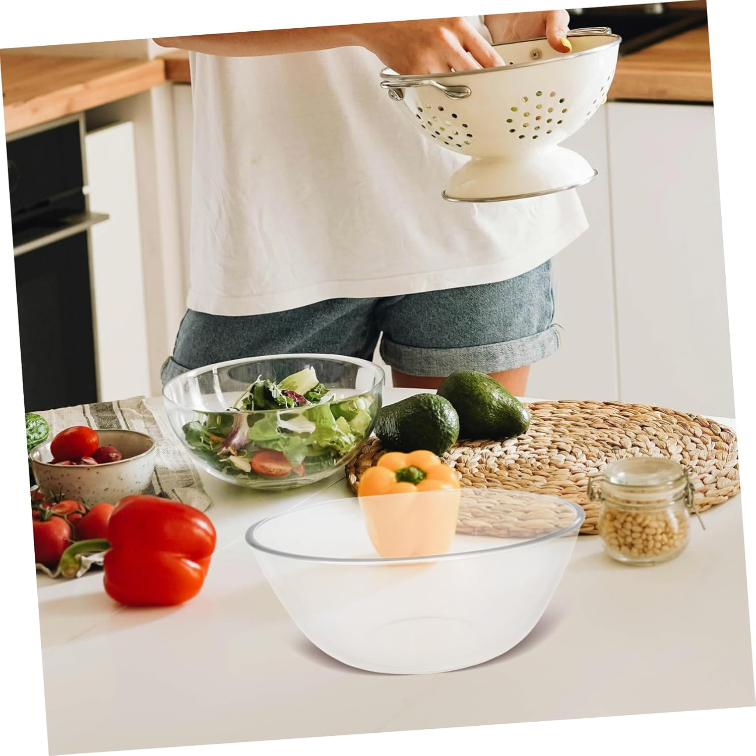 Glass Salad Mixing Bowls Manual Mixing Cup Versatile Kitchen Essential for Salad Preparation Beating Eggs Elegant Decorative Bowls for Cooking and Serving