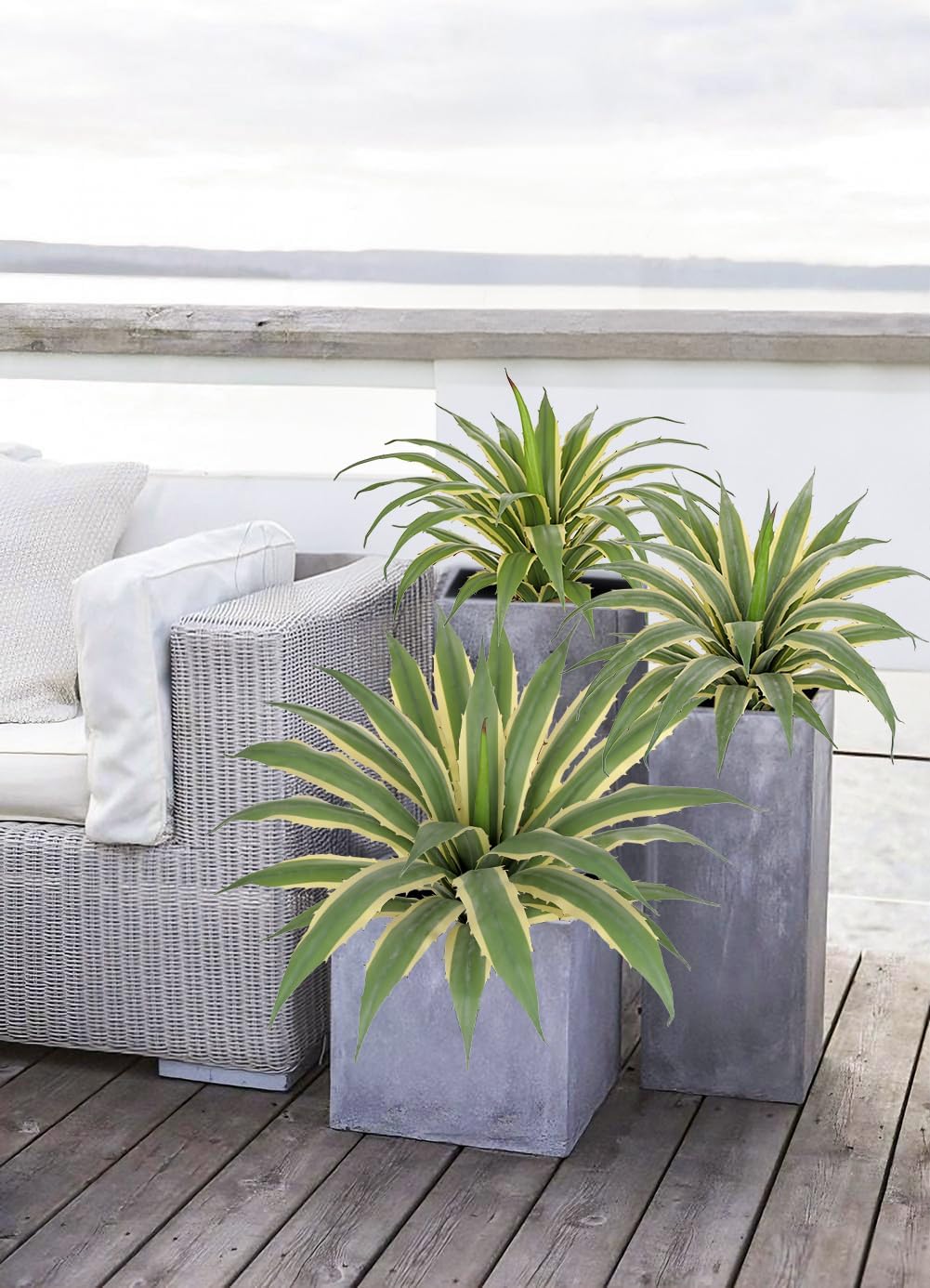 Hollyone Large Artificial Agave Plants 16.9" Tall Fake Agave Plant in Black Pot with Real Stone Pebbles Faux Succulent Aloe Tropical Plants Potted for Indoor Outdoor Home Patio Garden Decor - Image 7