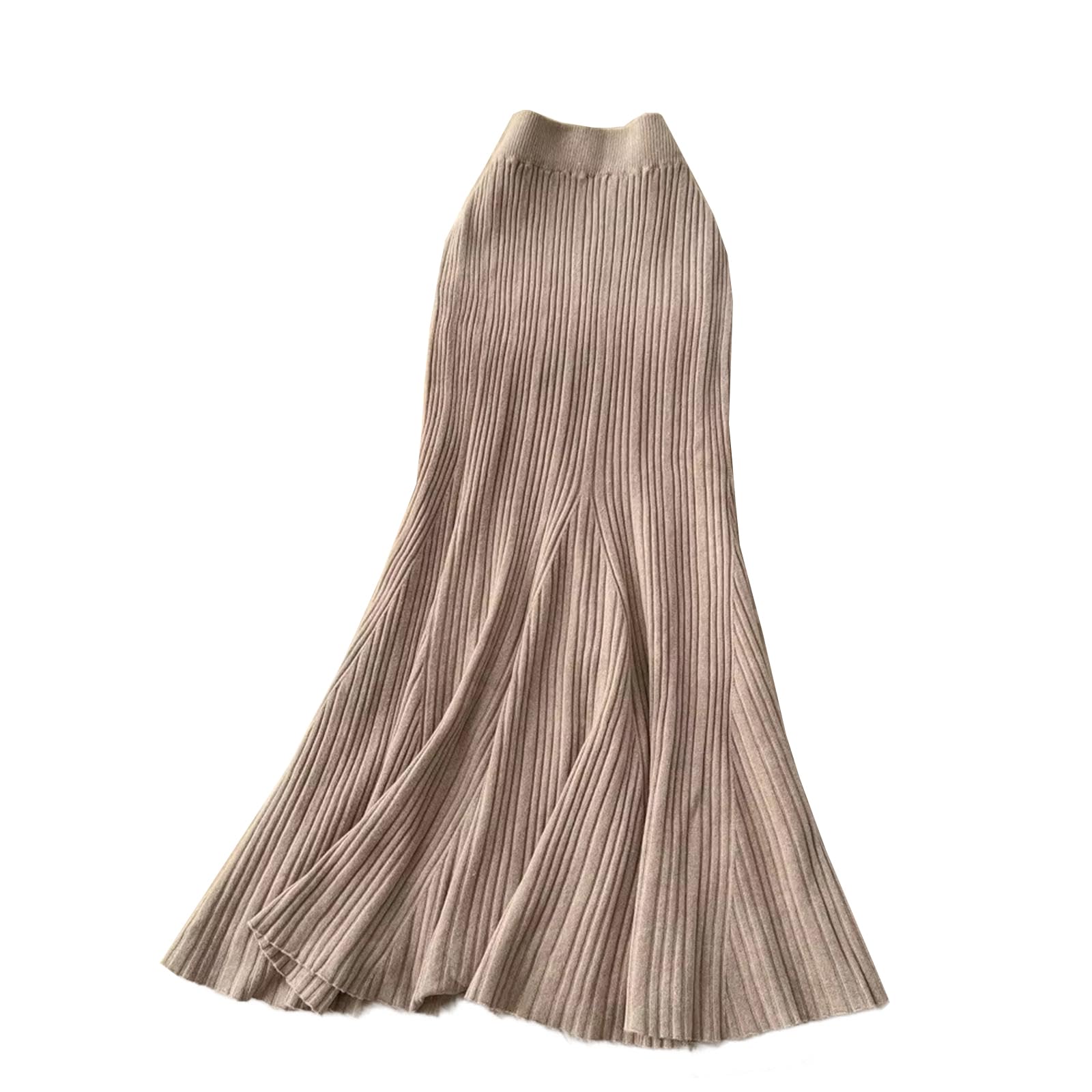 Gonna Midi da Donna a Sirena in Maglia a Coste a Vita Alta