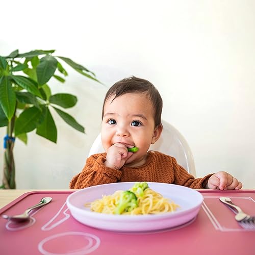 Miniatura 6 de CHAMOS Montessori - Mantel individual para niños pequeños, alfombrillas de silicona para mesa de comedor, juego de 2 unidades, aprendizaje de mesa