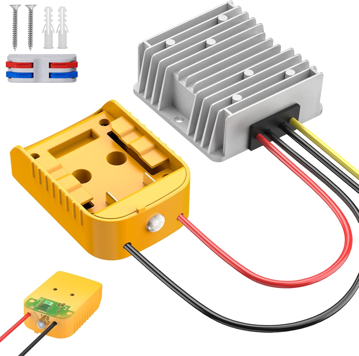20V to 12V Step Down Converter Compatible with Dewalt 20V Battery, Upgraded Power Wheel Battery Adapter with Overdischarge and Switch, 240W Voltage Regulator 12V 20A Buck Converter