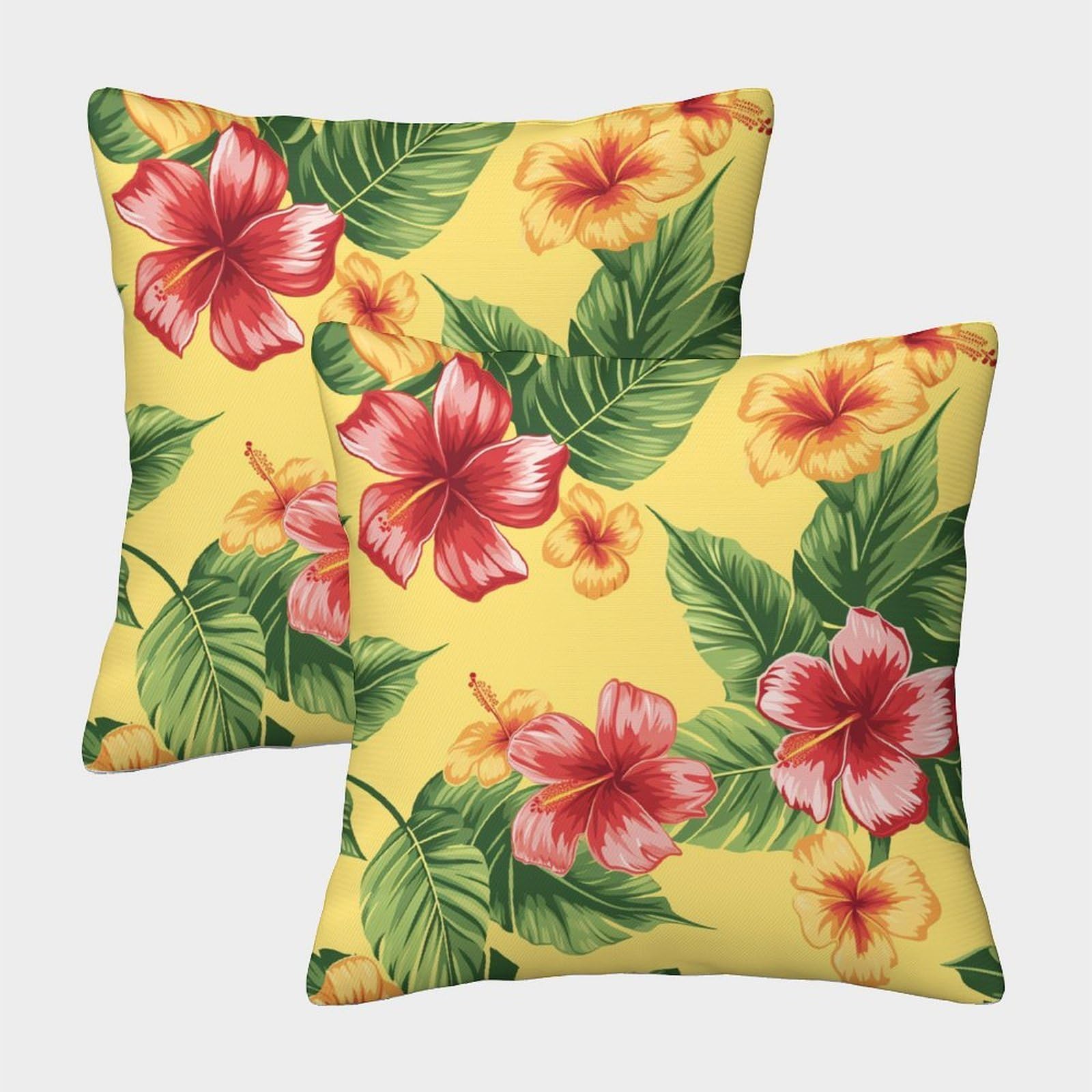 kaiyun 2 Pack Hawaiian Style Pillow Case Home Decoration Sofa Flowers Cushion Cover 50x50cm