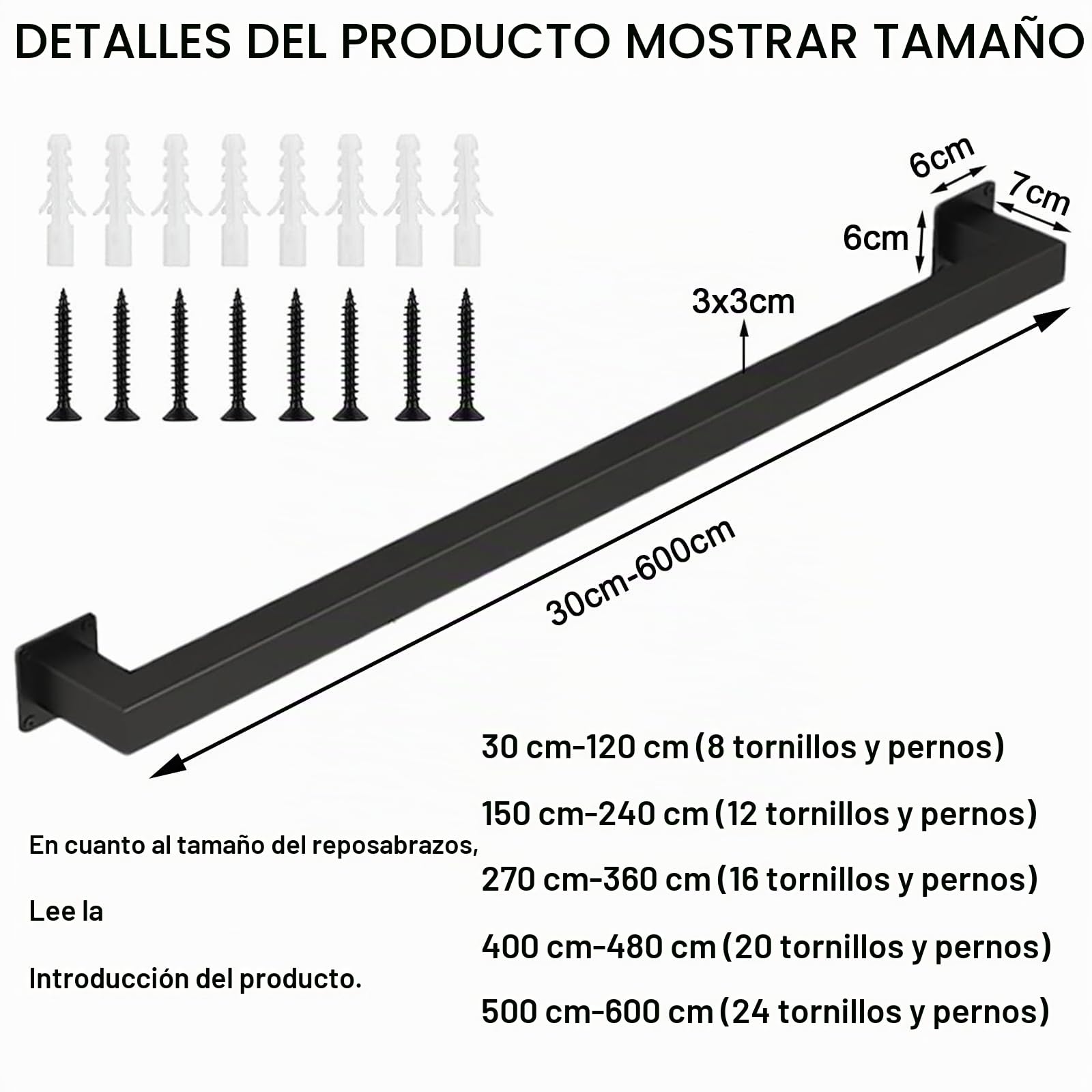 30cm Pasamanos de Escalera de Hierro Forjado para Interiores y Exteriores, Poste de Apoyo para barandillas de escaleras para niños Mayores, reposabrazos Antideslizante