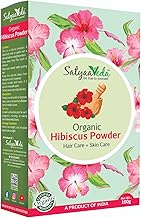 SatyaaVeda Organic Hibiscus Powder | Hair Growth & Face Pack | 100% Natural Gudhal Ka Phool | Also For Dull Hair & Dry Scalp | No Chemicals | No Preservatives | Herbal Hair Mask & Face Care | 100g