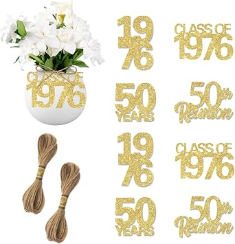 24PCS 50th Class Reunion Tags 1976 Reunion Decorations Class of 1976 Reunion Decorations 50th High School Class Re-Union Decors for High School 50 Year Decor