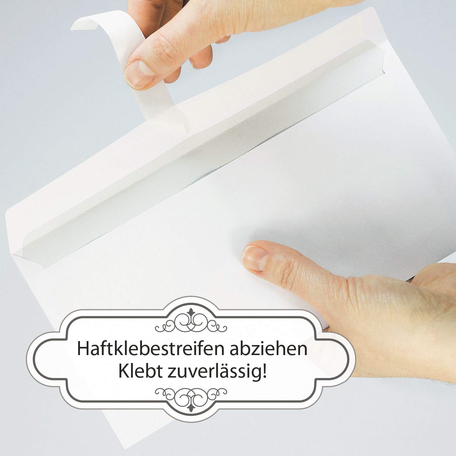 PREMIUM 1.000 Briefumschläge DIN lang mit Fenster, kein Austrocknen durch Abziehstreifen 220 x 110 mm, 80 g/qm