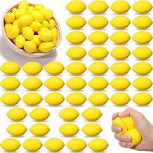 Jerify 50 Pcs Fake Lemons Decoration Lemon Stress Balls Bulk Small Artificial Faux PU Foam Relieve Balls Toys Summer Carnival Fruit Party Gifts for Home Kitchen Table, 2.09 x 1.34 InchesYellow