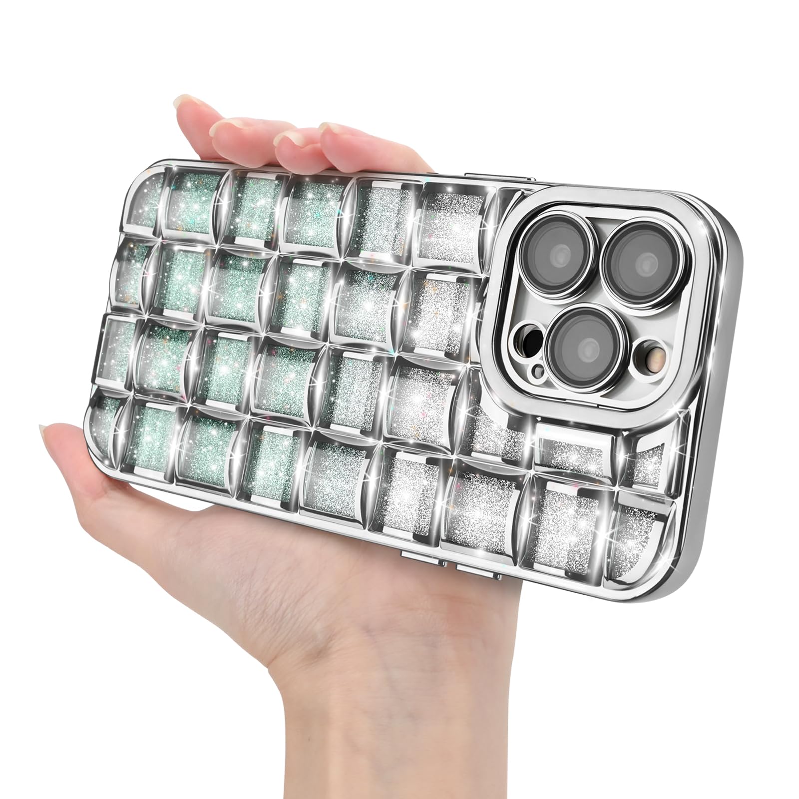 Newseego Custodia per iPhone 14 PRO Max Glitter per Ragazze Donne Compatibile con MagSafe, Quadrata Magnetica Brillantini TPU Morbido Antiurto Protezione Fotocamera Cover per iPhone 14 PRO Max-Nero