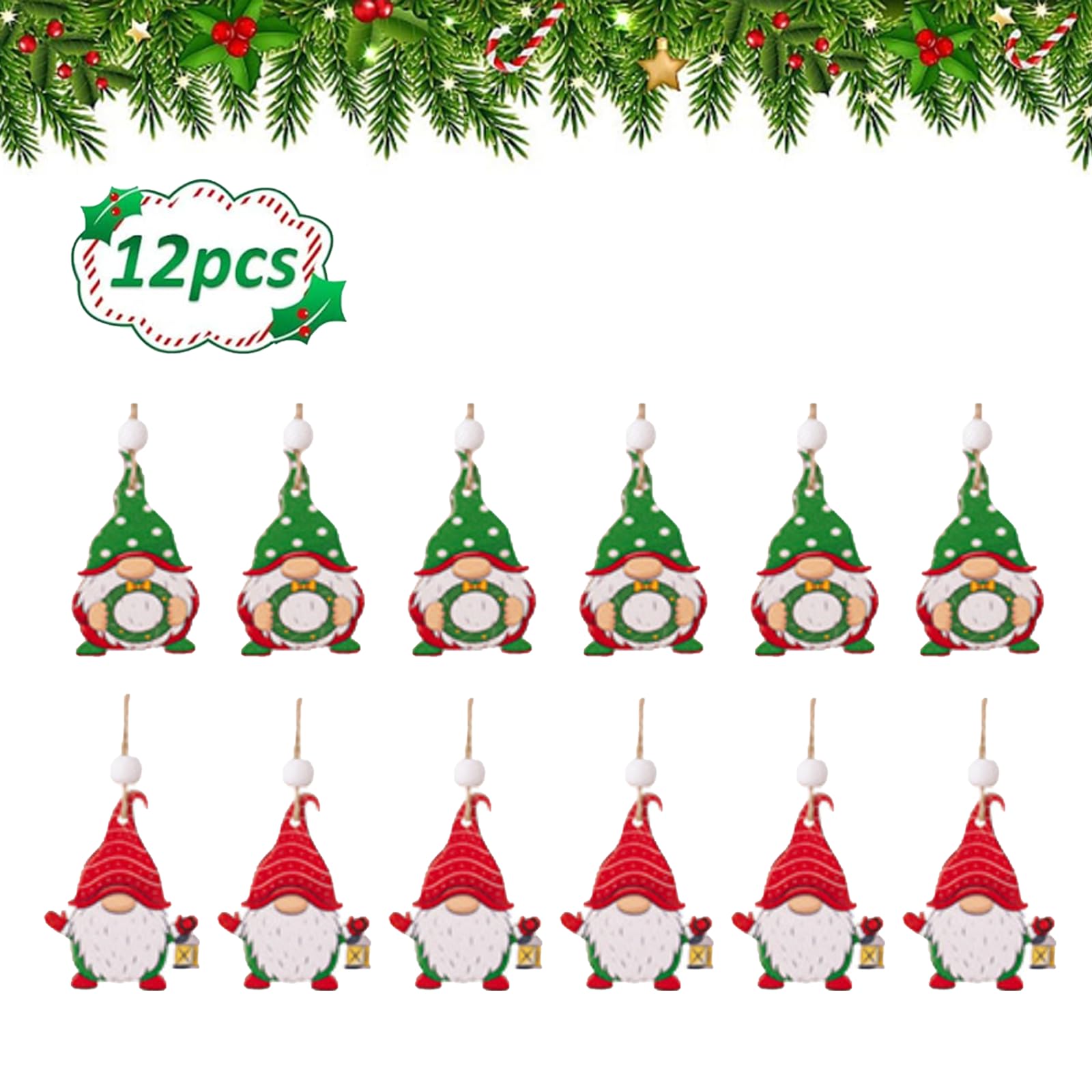 Weihnachtsbaum Anhänger 12-teilig - Holzanhänger Mit Juteschnur - Weihnachtsdeko