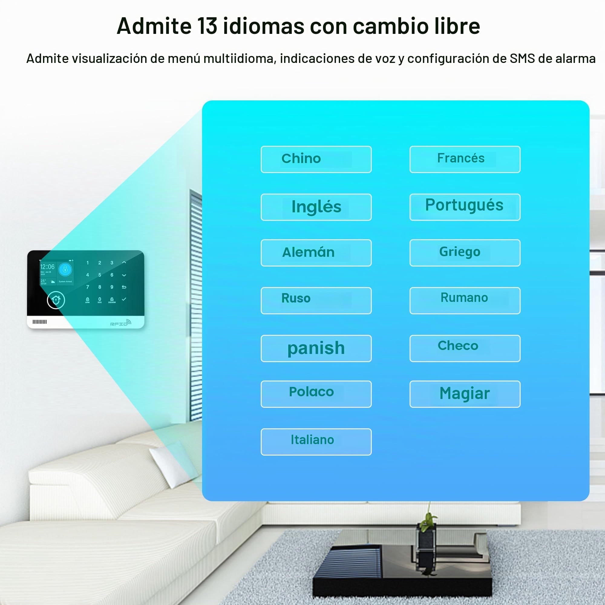 Alarma doméstica inalámbrica WiFi/2G con cámara de vigilancia WiFi Interior 1080P, Sistema de Alarma doméstica con Alerta por aplicación, Compatible con Alexa y Google