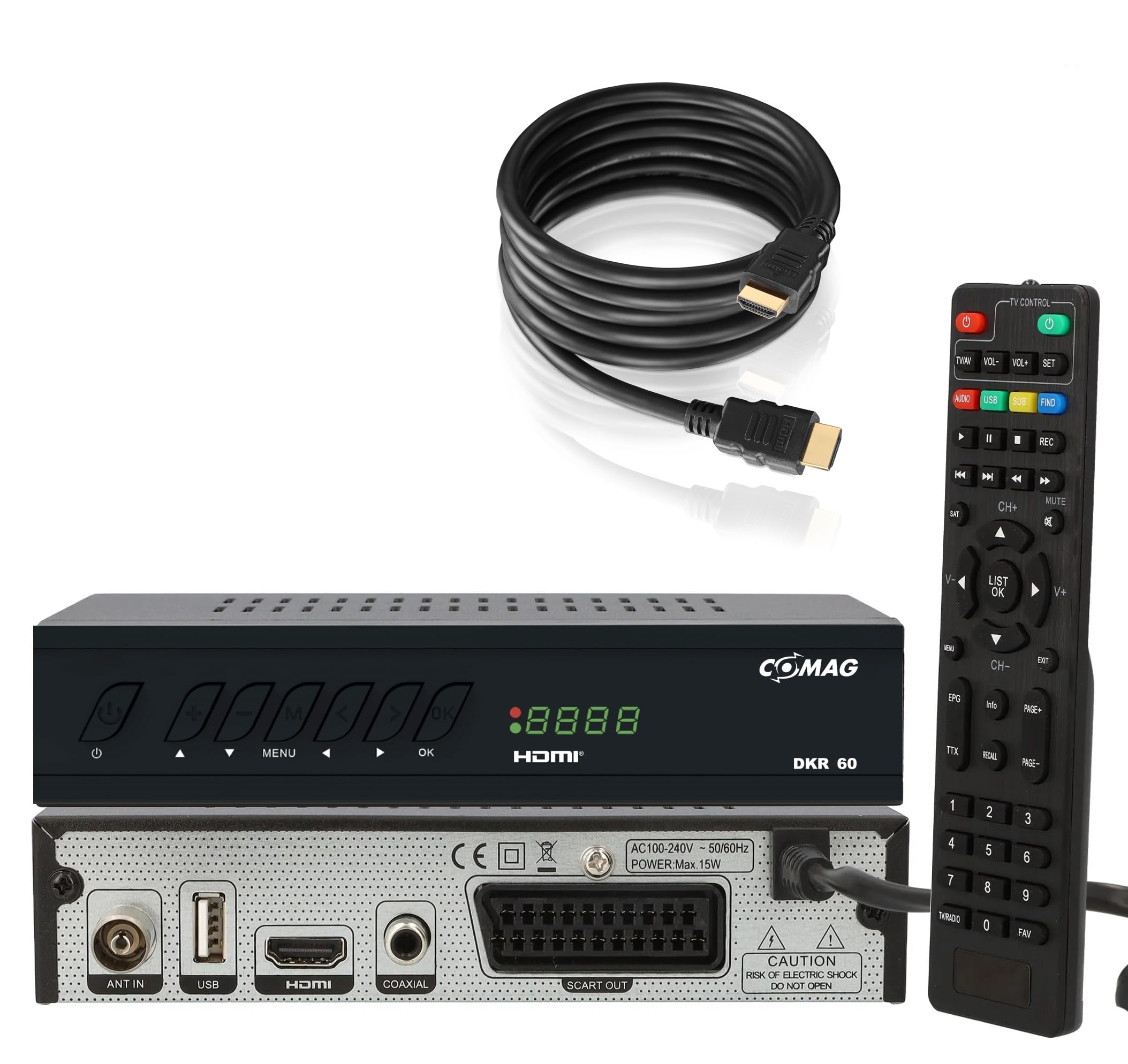 COMAG DKR 60 HD digitaler Full HD Kabel-Receiver (PVR Ready, HDTV, DVB-C, Time Shift-Funktion, HDMI, SCART, USB 2.0) inkl. HDMI Kabel, schwarz