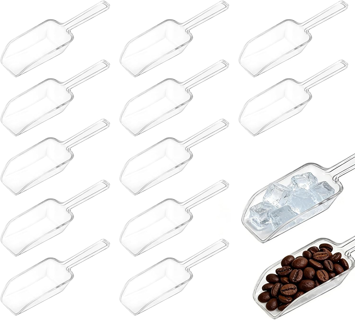 Pack of 12 Flour Scoop Food Scoop Ice Scoop Small Shovel for Household Small Shovel for Crafts Resin Coffee Powder Grains Ice Cubes Transparent