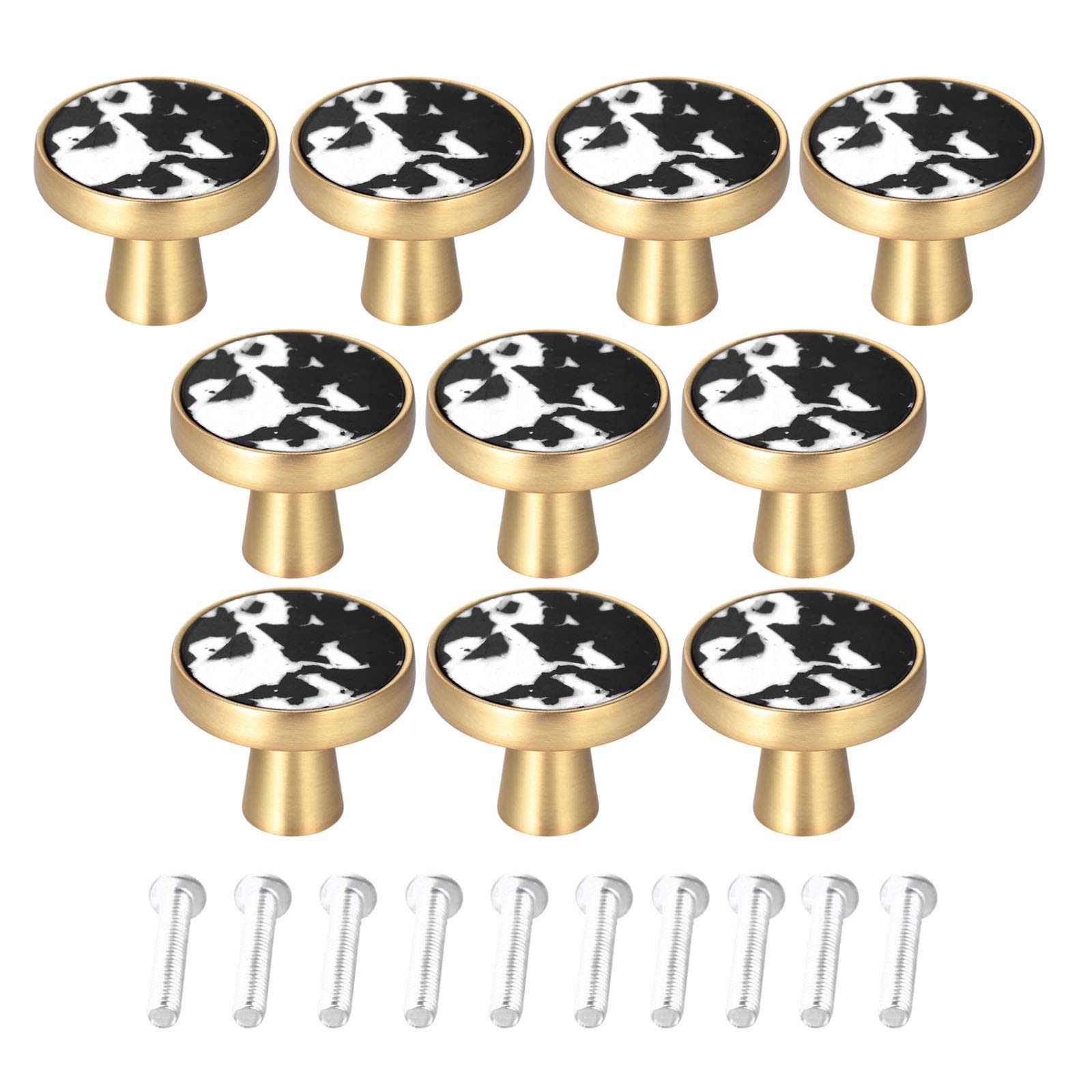 Mgoodoo10 Packs Cabinet Door Knobs Round, Cupboard Handles Drawer Handles with Screws,Premium Door Drawer Knobs Dresser Pull Knobs, for Kitchen Bedroom Furniture (White Black)