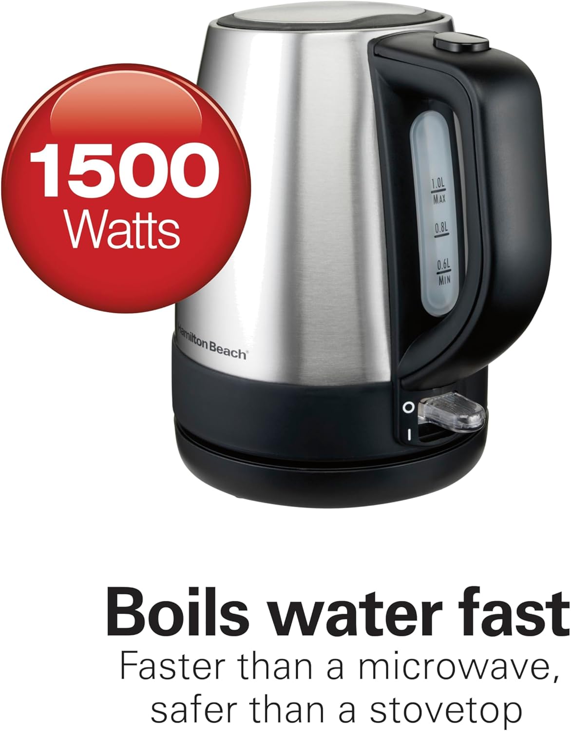 hamilton beach electric kettle, 1 liter capacity, r40978 (renewed)