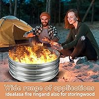 Vista 3 de Anillo de Fuego de Campamento de 32 Pulgadas de Diámetro, Gran Fosa de Fuego Redonda de Acero Galvanizado, Fosa de Fuego de Acero Resistente