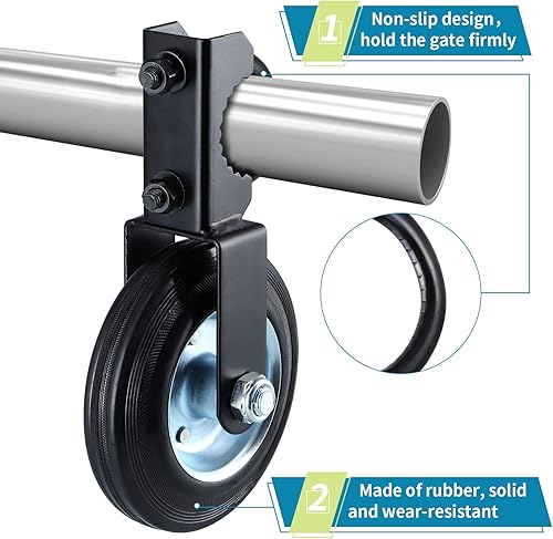 Miniatura 5 de Skelang 2 ruedas de soporte de puerta, rueda auxiliar de puerta de 6 pulgadas para puerta batiente de metal con marco de puerta de 1-58 pulgadas a 2