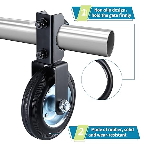 Miniatura 5 de Skelang 2 ruedas de soporte de puerta, rueda auxiliar de 6 pulgadas para puertas batientes de metal con marco de 1-5/8 pulgadas a 2 pulgadas,