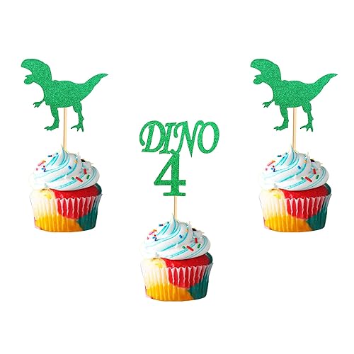 Vista 12 de Decoración de pastel de dinosaurio con hojas Dinsaurs para pastel de cumpleaños con temática de dinosaurios, baby shower, niños, fiesta de Hb Dino