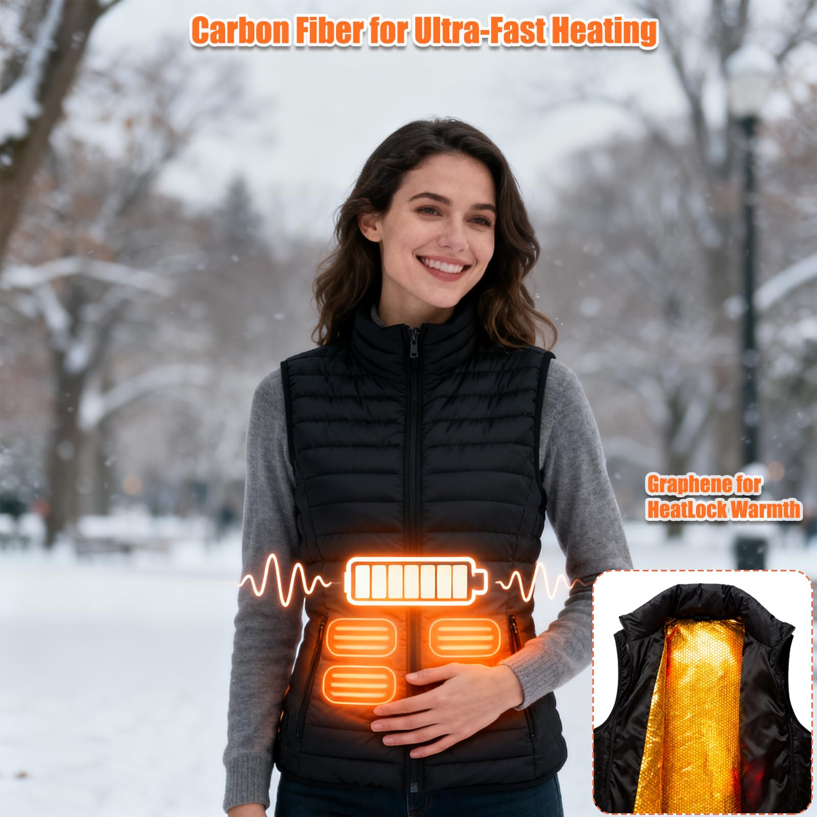 Ahigh Chaleco térmico para hombres y mujeres con batería incluida, chaqueta térmica recargable por USB, chaqueta térmica de invierno