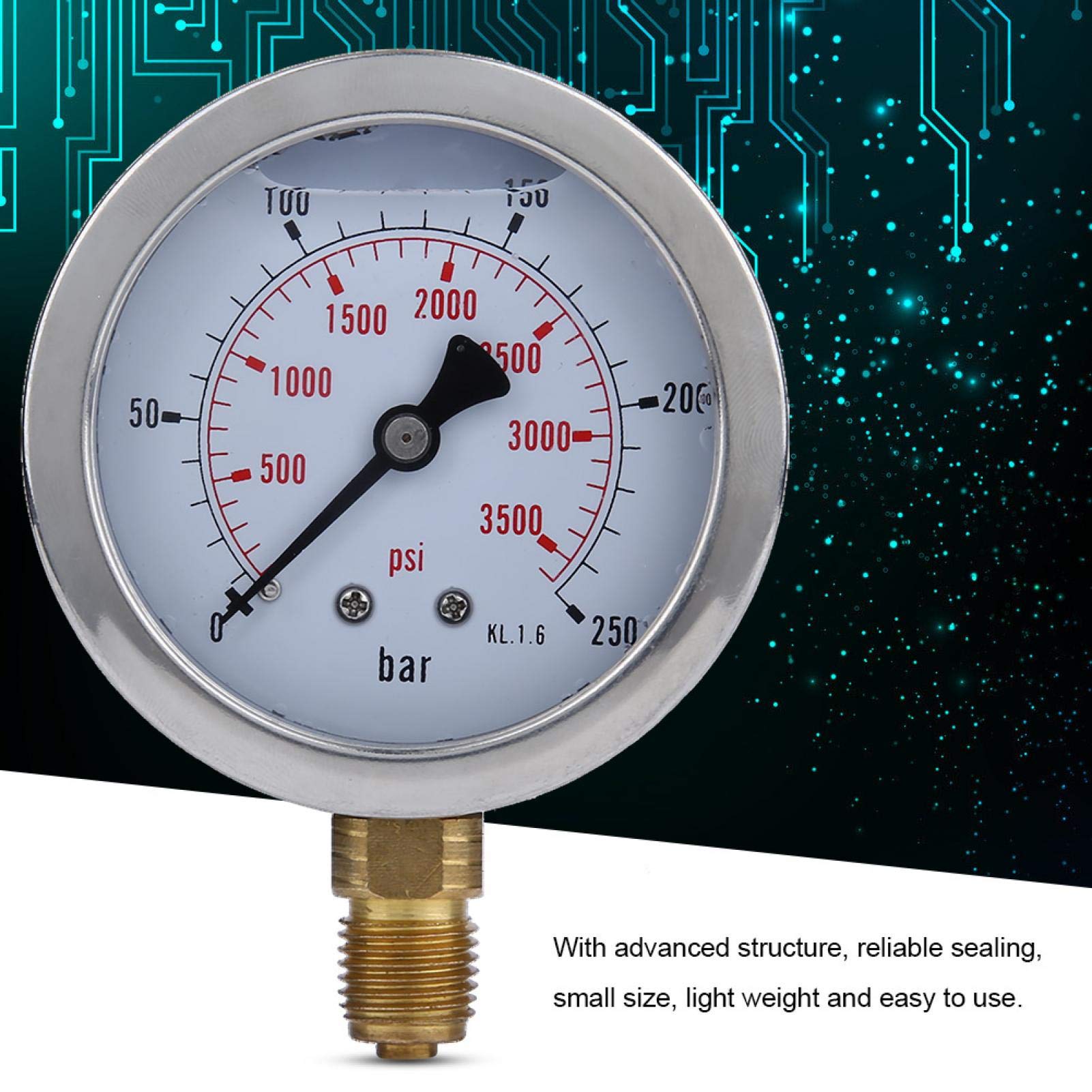 Misuratore di Pressione Idraulica Kit, Tester di Pressione Idraulica M16 * 2-bsp1/4 + 0~250BAR/3600psi 1.5 m Flessibile, Punto di Prova Tubo Idraulico Raccordo