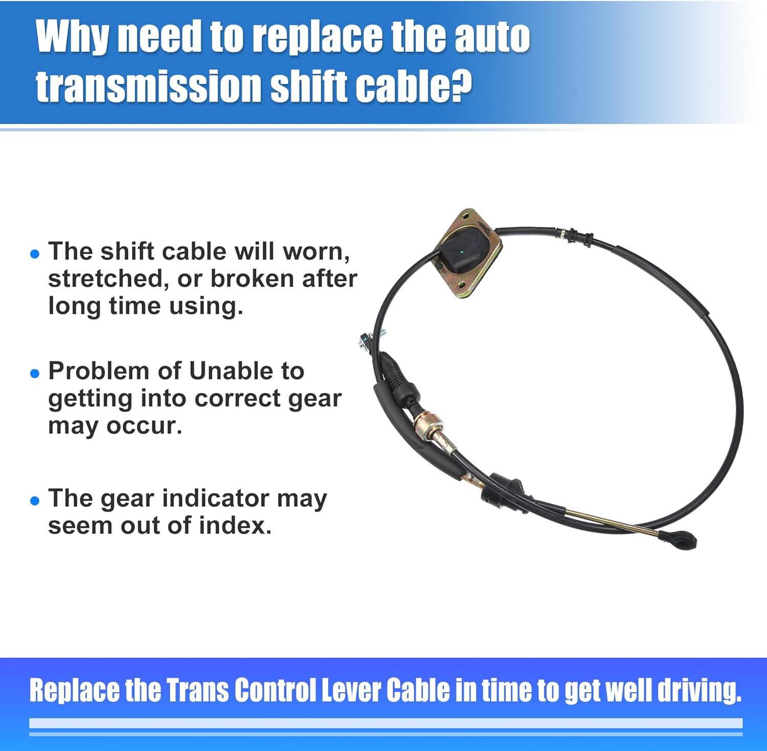 uxcell Auto Gear Shift Cable Transmission Shifter Cable Replace Fit for Toyota RAV4 2001-2005 No.3382042090