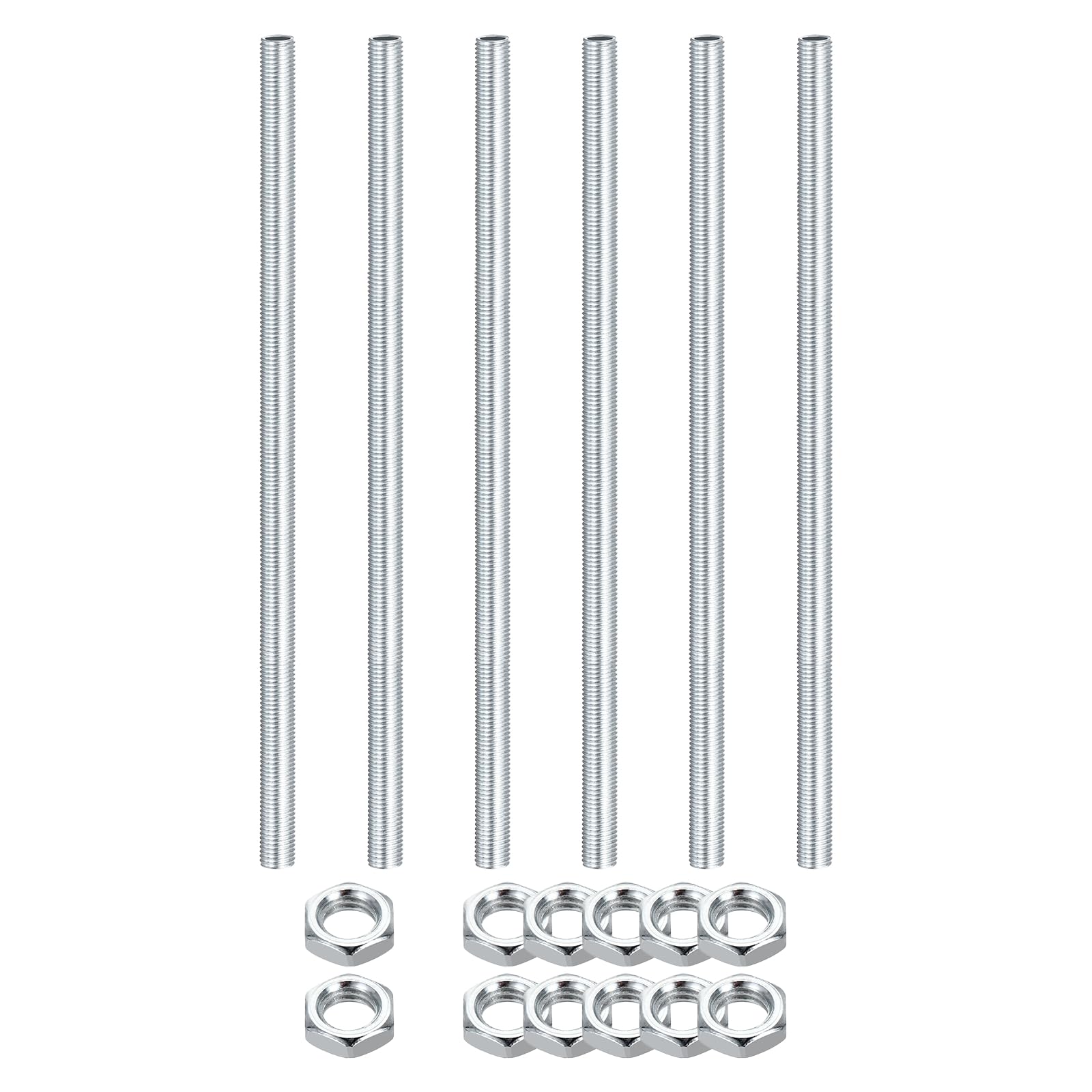 sourcing map Lamp Pipe Nipples Kit with Lock Nuts M8x1 6Pcs 180mm โ image 1