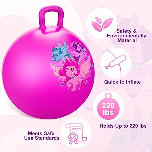 Miniatura 7 de ZOOJOY Bola de tolva para niños, bola inflable de 18 pulgadas con asa, unicornio rosa, juguetes para niñas para interiores y exteriores, juego de