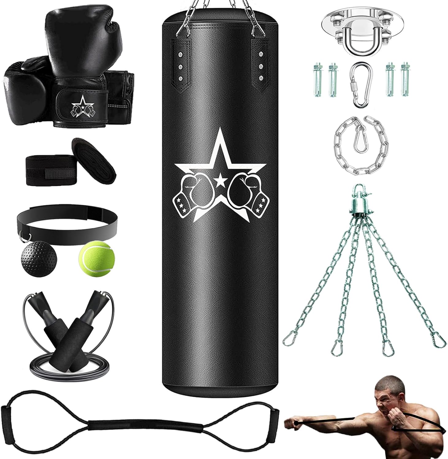 Punching Bag for Adults,Heavy Boxing Bag Set,4ft Pu,Boxing