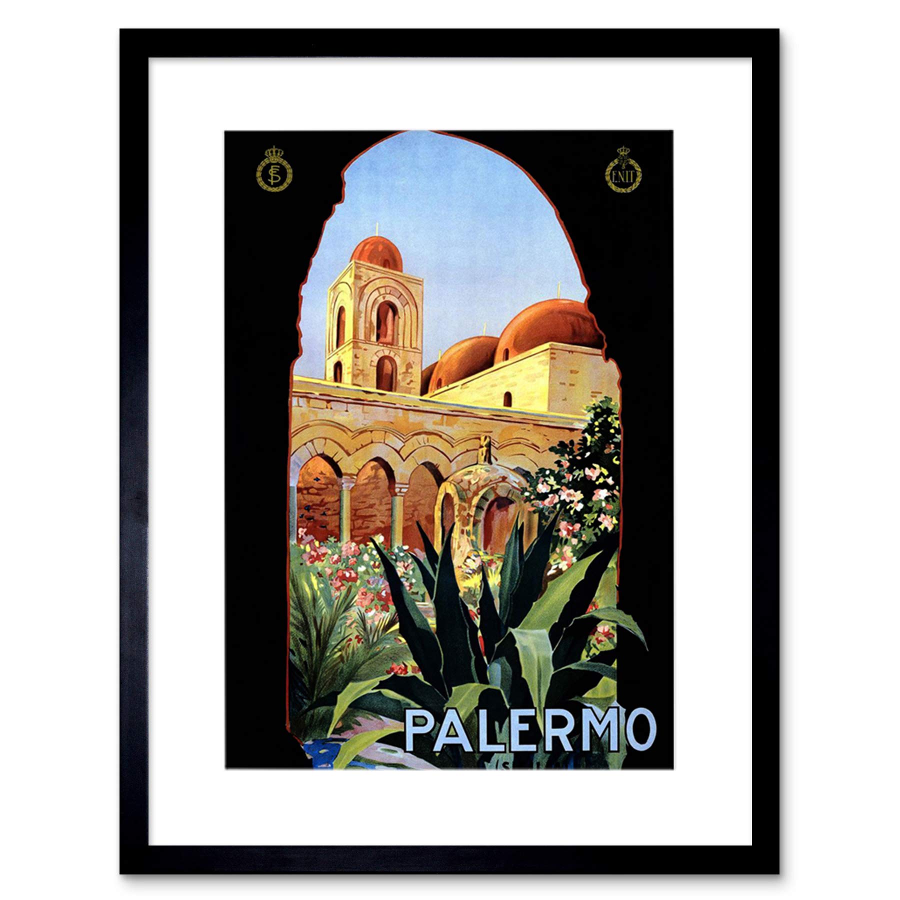 Wee Blue CooTRAVEL PALERMO SICILY ITALY SUN NORMAN PALACE VINTAGE ADVERT ART PRINT B12X1655