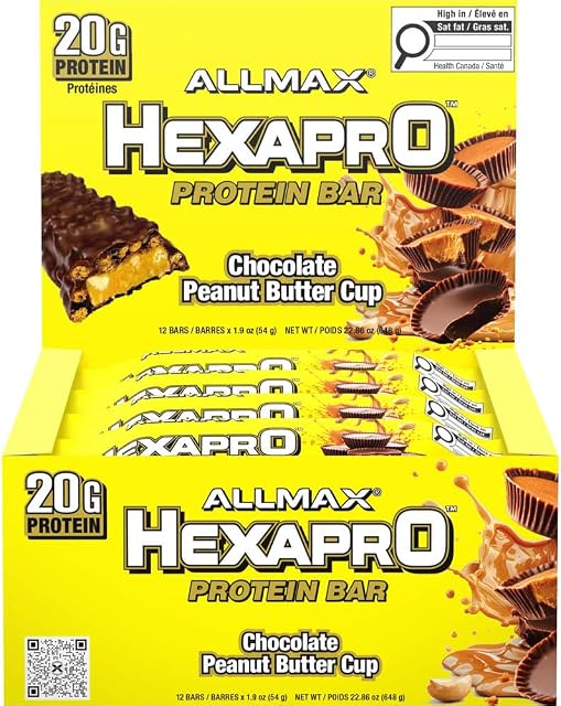 ALLMAX HexaPro Protein Bar, Chocolate Peanut Butter Cup, 12 Count